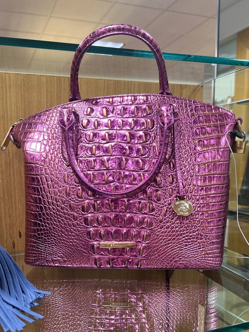 Brahmin Large Duxbury Satchel Bag Opera Melbourne Iridescent Leather $315 Retail - Picture 1 of 11